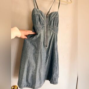 French Connection zip front cross back Jean dress